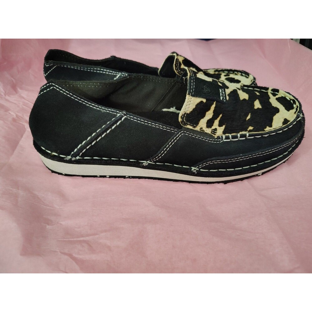 Ariat Cruiser Suede Black & White Hair On Shoes Womens Size 9 - Picture 3 of 8